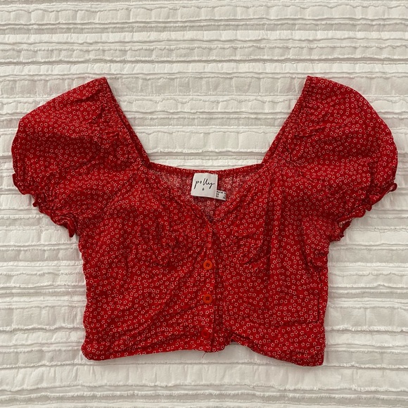 Princess Polly Tops - Princess polly red puffed sleeve crop top